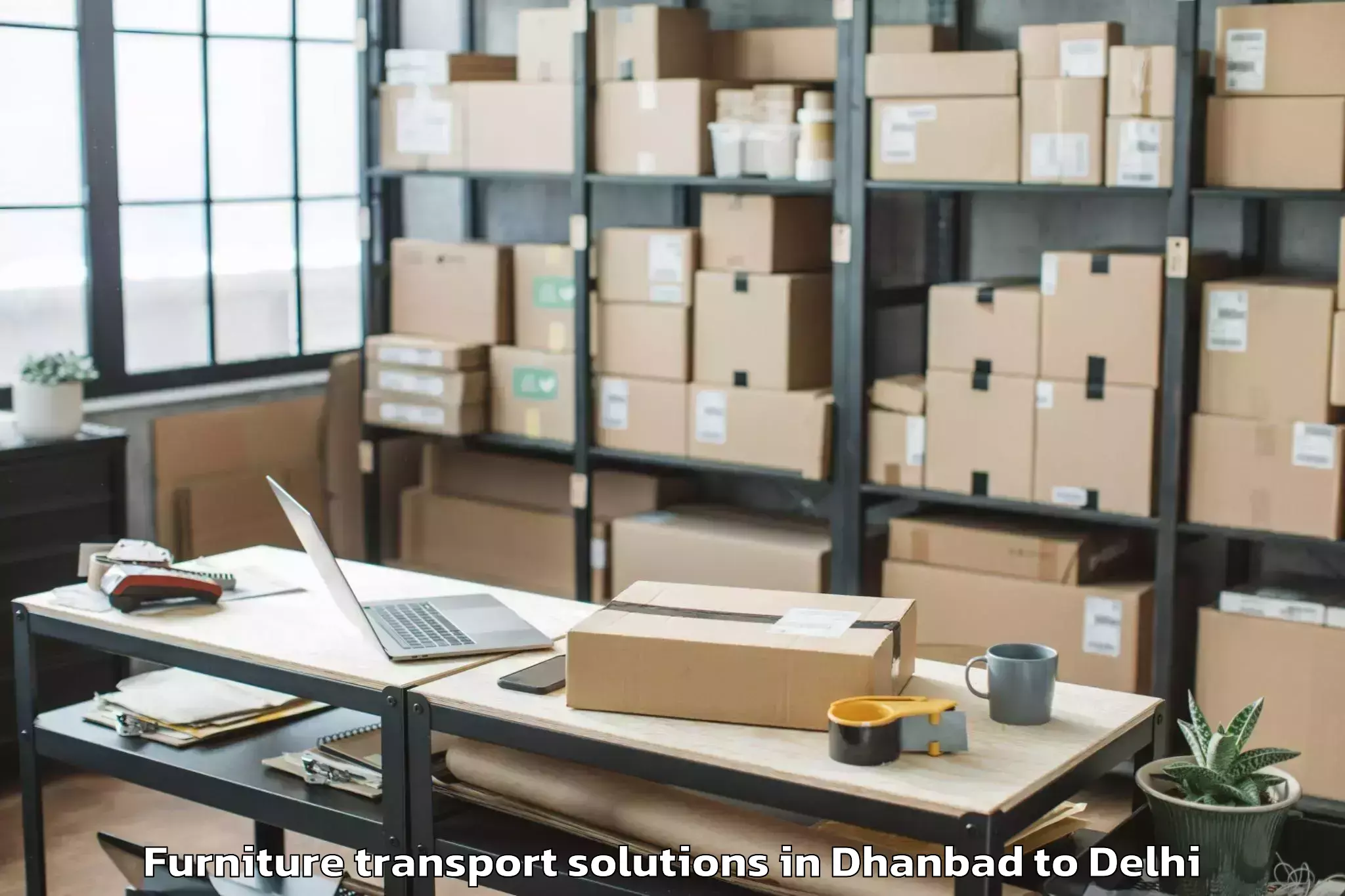 Discover Dhanbad to Alipur Furniture Transport Solutions